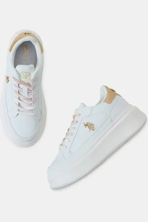 U.S. Polo Assn. Women Colourblocked Round Toe Lace Ups PU Sneakers ELEANOR