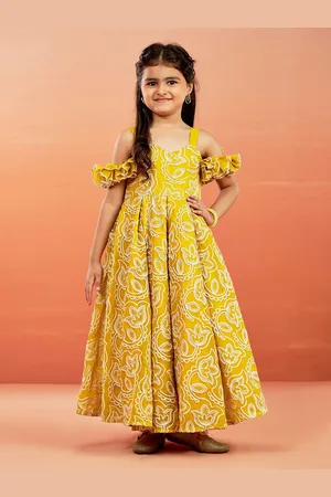 Vastramay Floral Embroidered Cold-Shoulder Georgette Maxi Dress