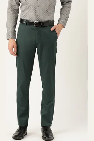 SOJANYA Men Green Smart Regular Fit Solid Formal Trousers