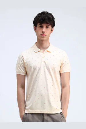 Flying Machine Men Conversational Printed Polo Collar Cotton T-shirt