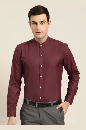 SOJANYA Men Burgundy Classic Regular Fit Solid Formal Shirt