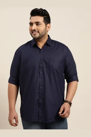 SOJANYA Men Navy Blue Pure Cotton Solid Classic Casual Shirt