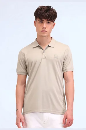 Flying Machine Men Solid Polo Collar Cotton T-shirt