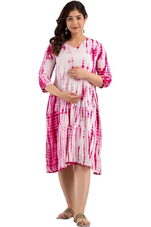 Celebravo Women Tie-Dye Printed Maternity A-Line Dress