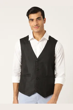 SOJANYA Men Black Solid Formal Waistcoat