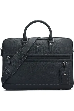 Da Milano Men Textured Leather Laptop Bag