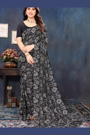 Saadhvi Geometric Printed Pure Georgette Designer Saree
