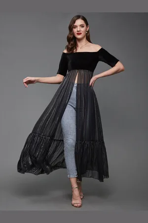 Miss Chase Women Striped Bardot Longline Top