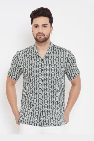 Even Men Grey Slim Fit Printed Casual Shirt