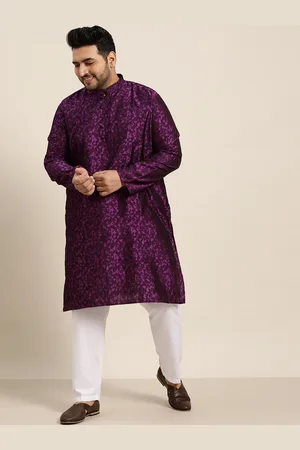 SOJANYA Men Purple & White Printed Kurta with Salwar