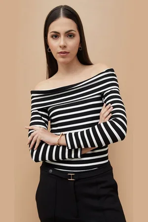 Lifestyle Women Off-Shoulder Striped Bardot Top