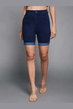 Miss Chase Women Skinny Fit High-Rise Denim Shorts