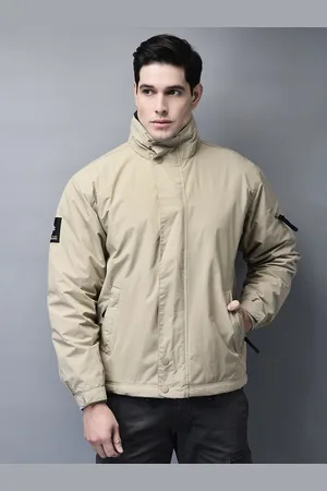 Woodland Men Mandarin Collar Solid Casual Tailored Water Resistant Jacket