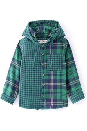 ARIAS Boys Hood Tartan Checked Cotton Casual Shirt