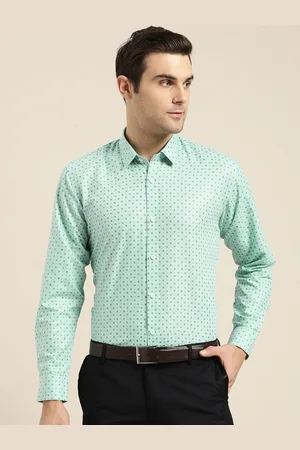 SOJANYA Men Green Classic Fit Printed Smart Formal Shirt