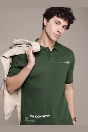 French Connection Typography Printed Polo Collar Pure Cotton T-shirt