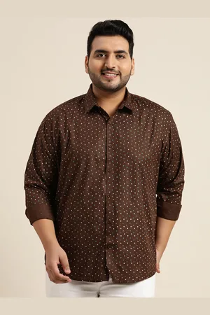SOJANYA Men Brown & White Pure Cotton Classic Printed Casual Shirt