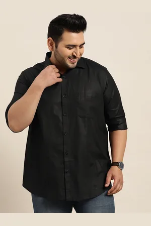 SOJANYA Men Black Pure Cotton Solid Classic Casual Shirt