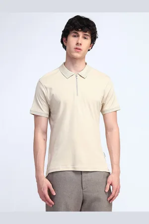 Flying Machine Men Solid Polo Collar Cotton T-shirt