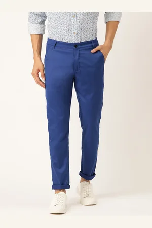 SOJANYA Men Blue Smart Regular Fit Solid Chinos