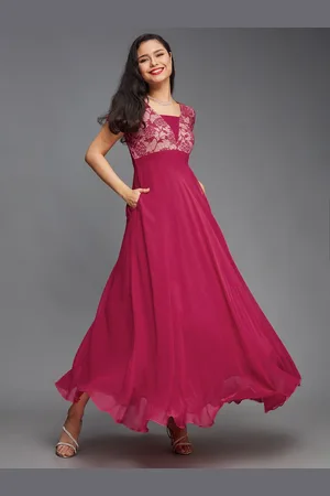 Miss Chase Women Square Neck Fit & Flare Maxi Dress