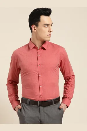 SOJANYA Men Rust Red Classic Regular Fit Solid Formal Shirt