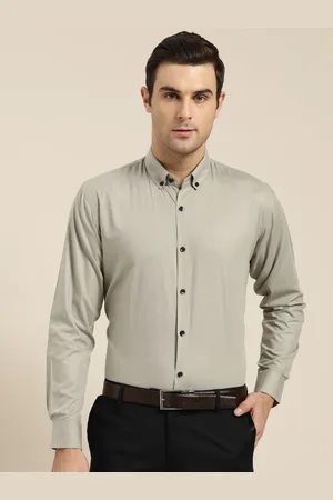 SOJANYA Men Grey Classic Regular Fit Solid Formal Shirt