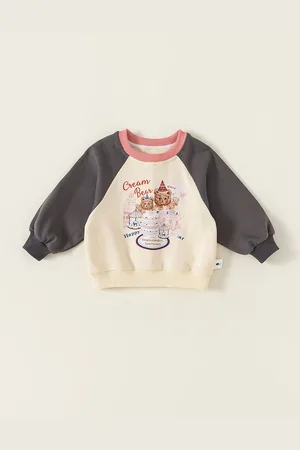 LULU & SKY Girls Printed Pure Cotton Colourblocked Sweatshirt
