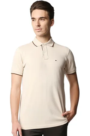 Basics Men Solid Polo Collar Cotton T-shirt
