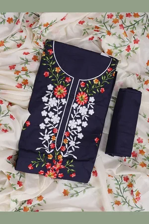 SALWAR STUDIO Embroidered Pure Cotton Unstitched Dress Material