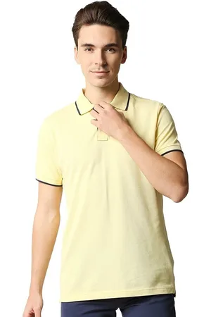 Basics Men Solid Polo Collar Cotton T-shirt
