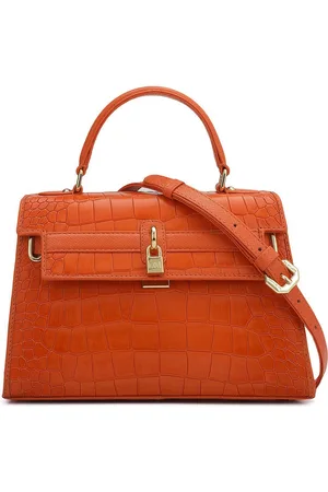 Da Milano Women Textured Structured Leather Satchel Bag