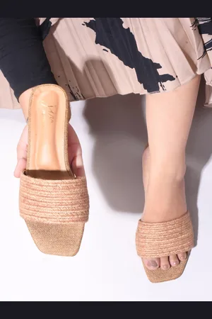 JM Looks Women Woven Design Open Toe Block Heel Sandals