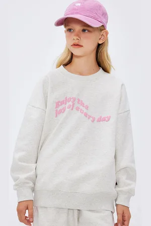 LULU & SKY Girls Typographic Printed Loose Sweatshirt