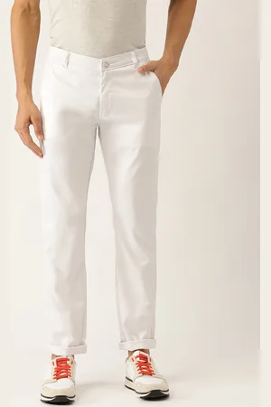 SOJANYA Men White Smart Regular Fit Solid Trousers