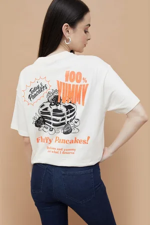 Lifestyle Women Typography Printed Round Neck Cotton Oversized T-shirt