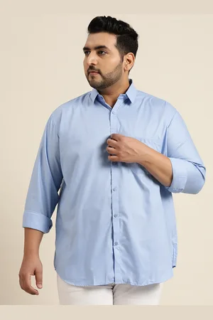 SOJANYA Men Plus Size Blue Solid Classic Fit Cotton Casual Shirt