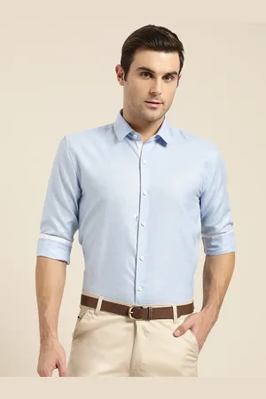 SOJANYA Men Blue Classic Regular Fit Solid Formal Shirt