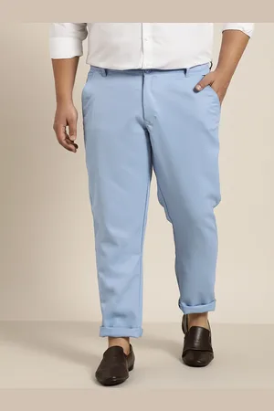 SOJANYA Men Blue Textured Smart Formal Trousers