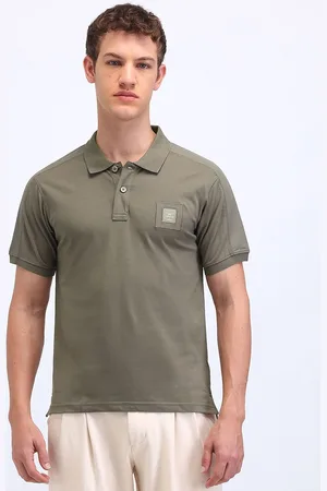 Flying Machine Men Solid Polo Collar Cotton T-shirt