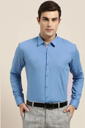 SOJANYA Men Blue Classic Regular Fit Solid Formal Shirt
