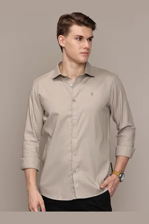French Connection Men Premium Spread Collar Solid Cotton Slim Fit Casual Shirt