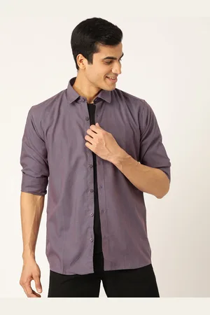 SOJANYA Men Purple Classic Regular Fit Solid Casual Shirt