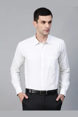 MANQ Men White Semi-Slim Fit Solid Formal Shirt