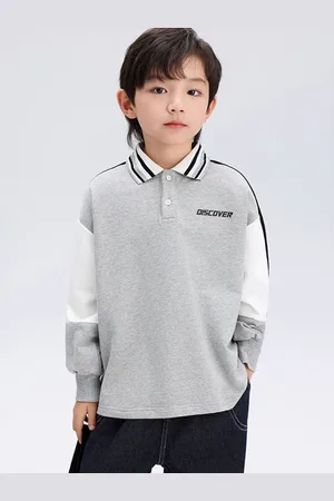 LULU & SKY Boys Solid Polo Collar Cotton Relaxed Fit T-shirt