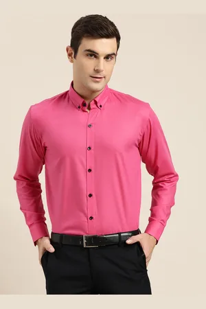 SOJANYA Men Pink Classic Regular Fit Solid Formal Shirt