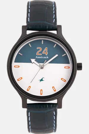 Fastrack Women Green & White Colorblocked Genuine Leather Analogue Watch 6189NL01