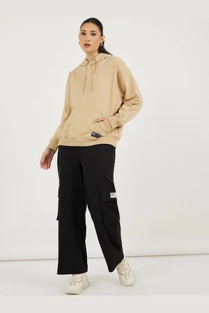 Styli Women Oversized Hoodie with Badge Detail & Cargo Trousers Co-Ords