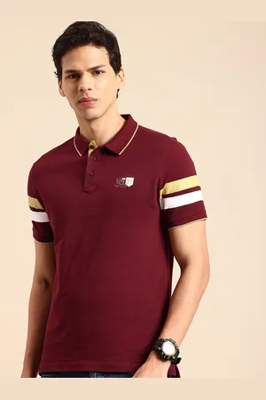 Being Human Striped Polo Collar Pure Cotton T-shirt