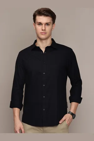 French Connection Men Premium Spread Collar Solid Cotton Slim Fit Casual Shirt